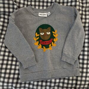 Mini Rodini Grey Sweatshirt with Cat Crest